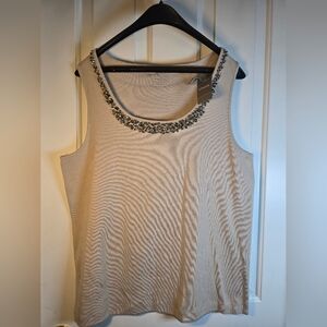 Embellished Cream Sleeveless Top